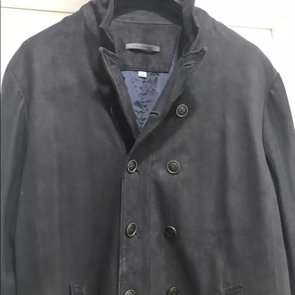 John Varvatos Double-Breasted Cutaway Suede Coat - Picture 12 of 12